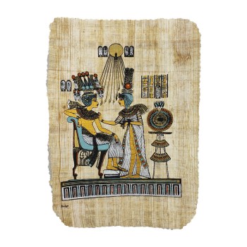 papiro papyrus tutankamón con su mujer 20x30 cm